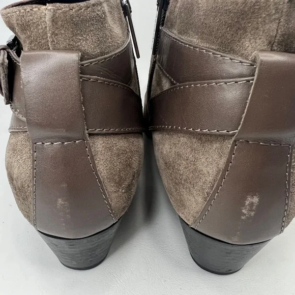 AQUATALIA Made in Italy 🇮🇹 LEATHER Farin Brushed Oil Suede Taupe Booties 8.5M
